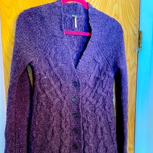 Free People long cable cardigan, size XS